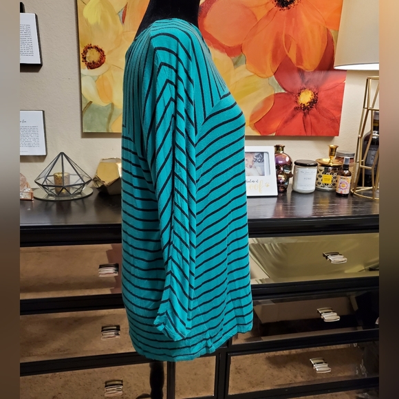 EUC Dana Buchman Green and Black Stripe Top XL - Picture 3 of 7